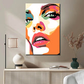 Paint by Numbers Pop Art Woman with Colorful Accents on Her Face